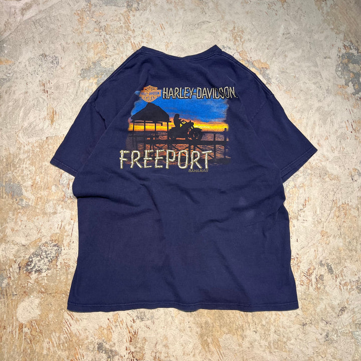 빈티지 할리 데이비슨 / 할리 데이비슨 / 바하마 프리 포트 상점 / 인쇄 티셔츠 / 크기 XXL