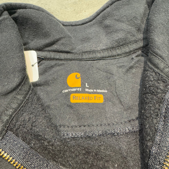 古着 carhartt/ カーハート/ ハーフジップスウェット/企業ロゴ/ サイズL