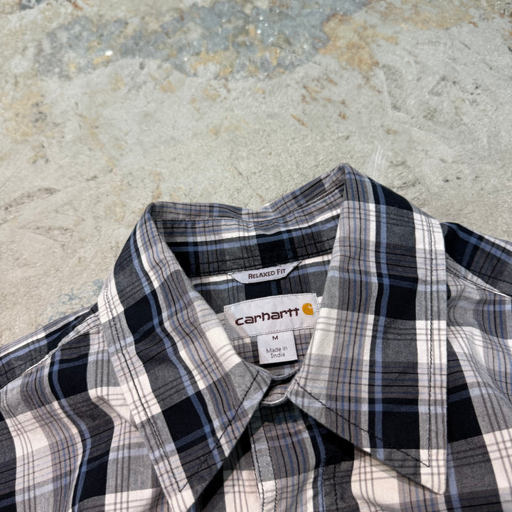 Used clothing carhartt/ Carhartt/ Button-down short sleeve shirt/ Checkered pattern/ Size M