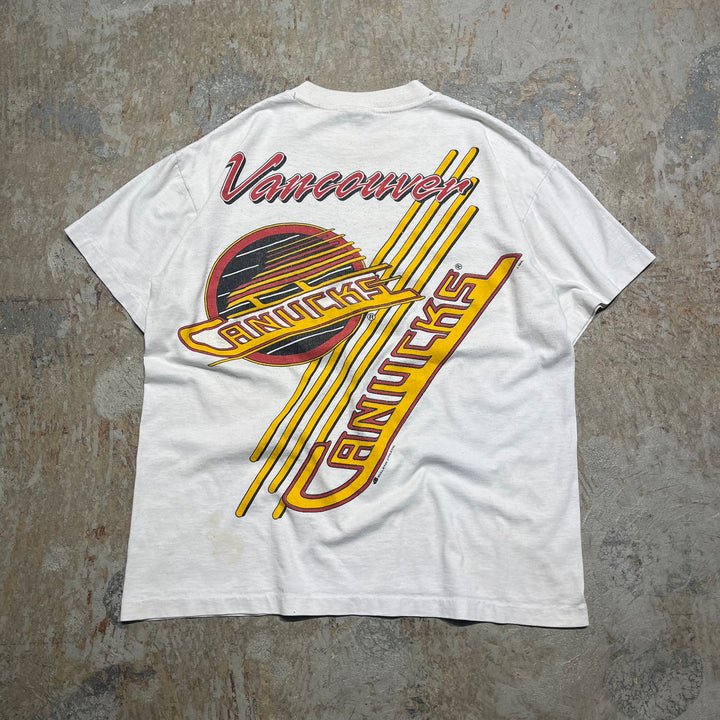 古着 バンクーバー・カナックス/ホッケーチーム/NHL/ヴィンテージ シングルステッチ プリント Tシャツ/サイズM-L相当