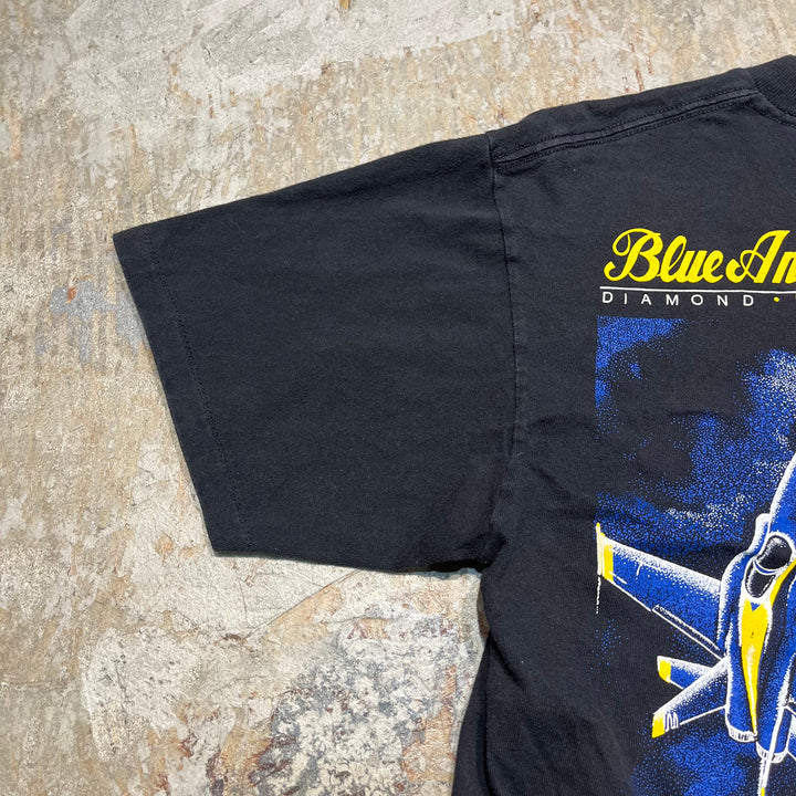 미국에서 만든 빈티지 92의 Oneita/Blue Angels/US Navy/Acrobat Squadron/빈티지 단일 스티치 프린트 티셔츠/크기 M