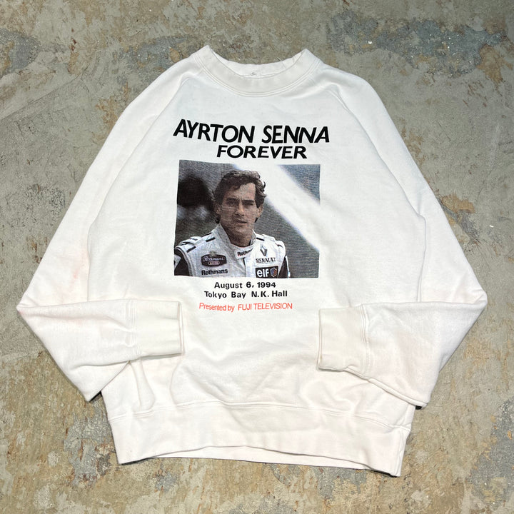 #4065 古着 Unknow/Crew neck sweat/クルーネックスウェット/AYRTON SENNA FOREVER/サイズF