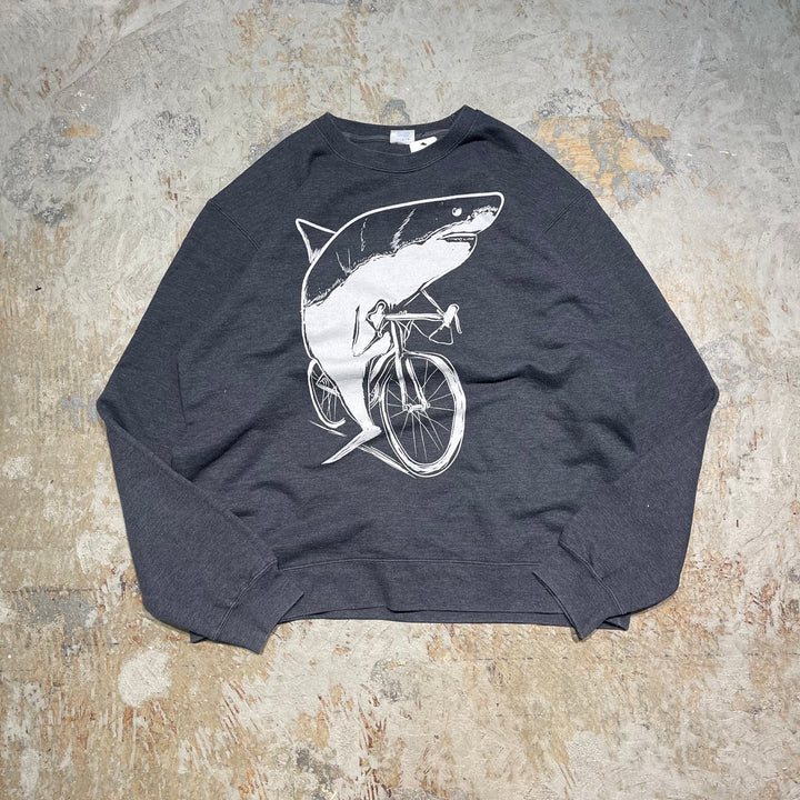 #4115 古着 Unknow/Crew Neck Print Sweat/クルーネックプリントスウェット/アニマル/プリント/サメ/サイズL