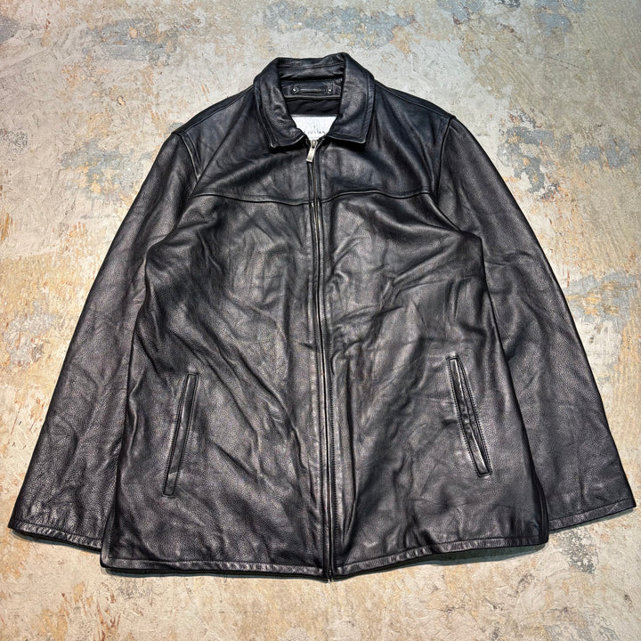 古着 WILSONS LEATHER/ ウィルソンズレザー/ 本革ジップアップレザージャケット/ 牛革/ サイズL