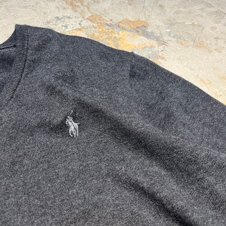 #3707 古着 POLO by Ralph Lauren/ラルフローレン / PIMA Cotton knit V Neck Sweatrer Shirts/ピマコットLンニットVネックセーター/サイズL