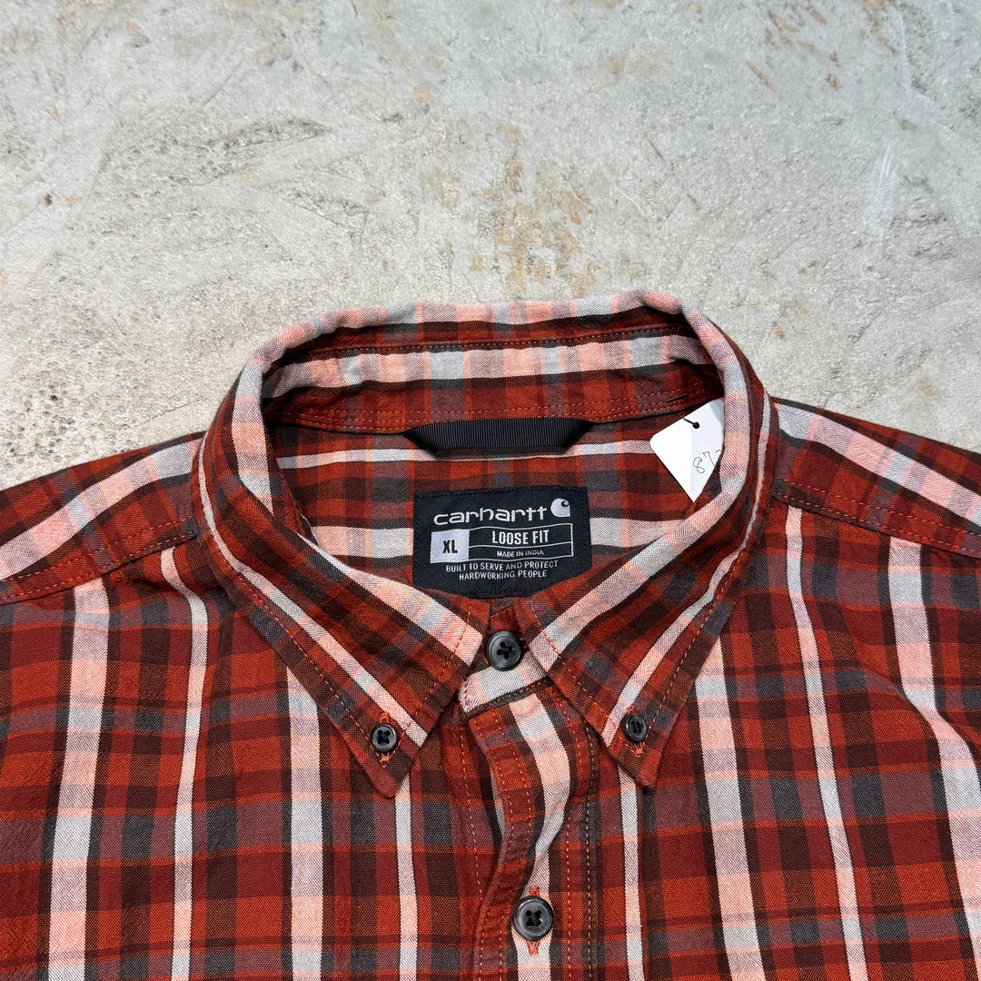 Used clothing carhartt/Carhartt/Button-down short sleeve shirt/Checked pattern/Size XL