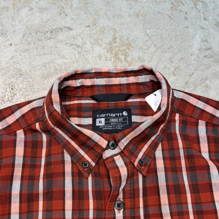 Used clothing carhartt/Carhartt/Button-down short sleeve shirt/Checked pattern/Size XL