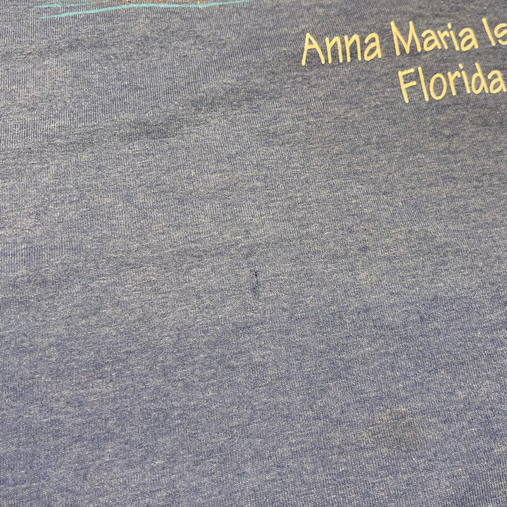 #4845 古着 90's SCREEN STARS/USA製 /フロリダ州アンナ マリア アイランド/アニマルプリントTシャツ/ヴィンテージ/シングルステッチ/サイズL