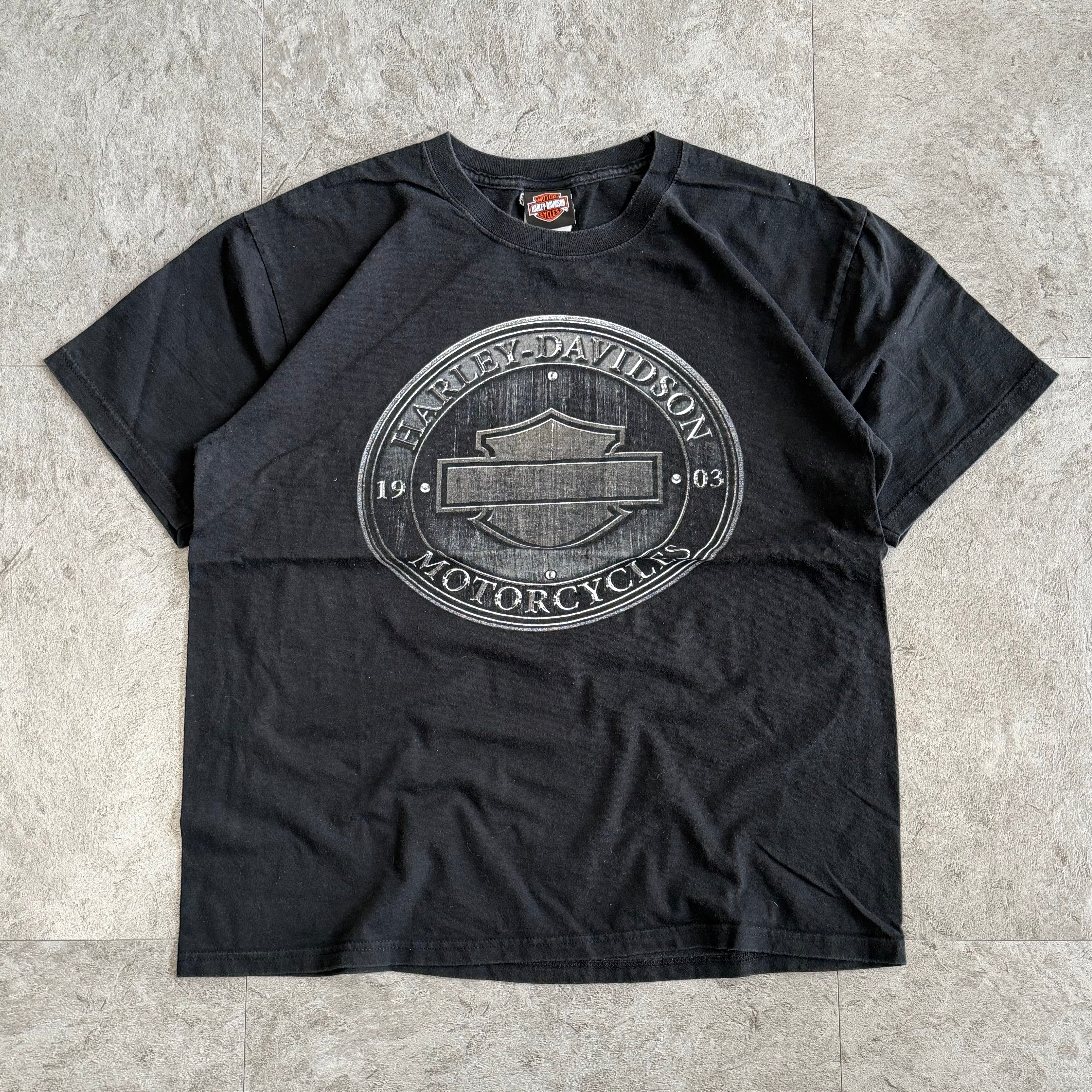 古着ハーレーダビッドソン（Harley-Davidson）黒サイズL 47 古着 Harley-Davidson/ハーレーダビッドソン/ プリントTシャツ/ サイズ