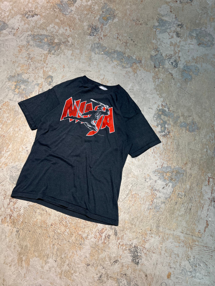 #MA148 古着  86's NINJA/ 忍者 /  ヴィンテージ シングルステッチ プリントTシャツ/サイズL相当