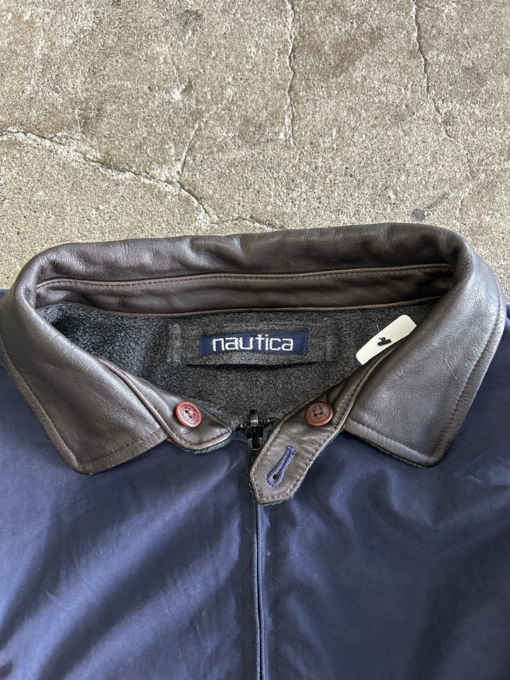 Used clothing 80's~ NAUTICA/Nautica/Reversible jacket/Fleece/Large leather/Size equivalent to XXL