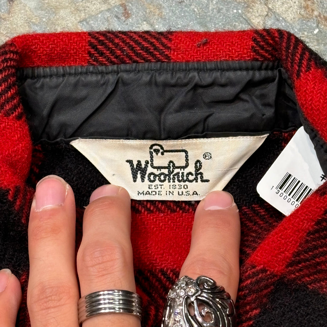 Used clothing Made in USA 60's~ Woolrich/Wool shirt/Shirt jacket/Checked pattern/Size equivalent L