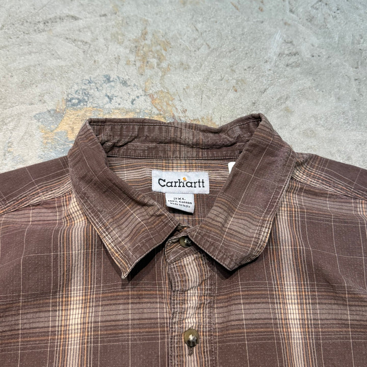 중고 의류 Carhartt/Carhartt/Button-Down Short Sleeve Shirt/Checked Pattern/Size 2XL