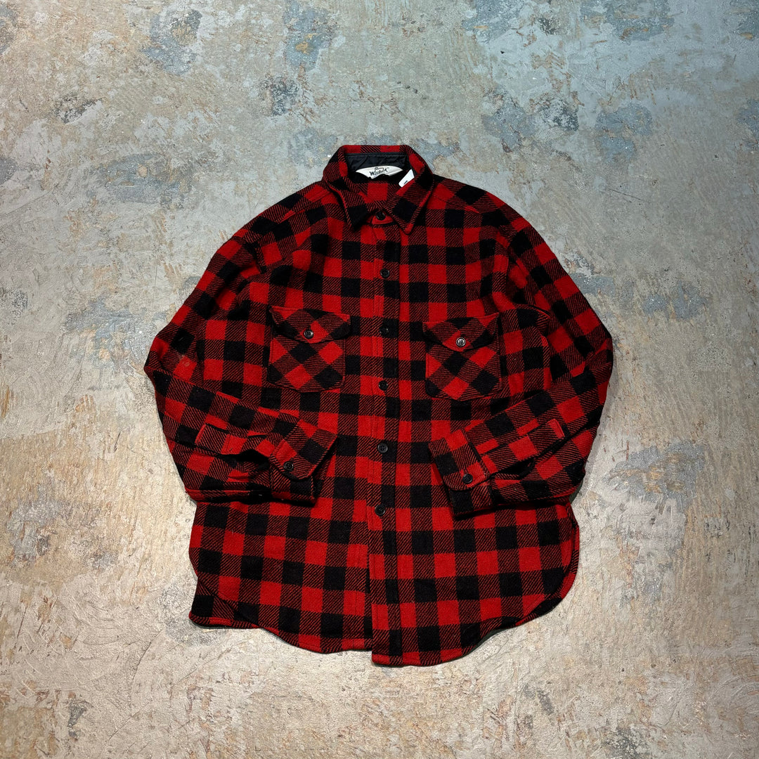 Used clothing Made in USA 60's~ Woolrich/Wool shirt/Shirt jacket/Checked pattern/Size equivalent L