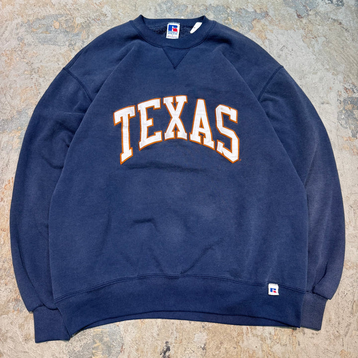 古着 USA製 RUSSELLATHLETIC/ ラッセル アスレチック/ クルーネックブランクスウェット/ Vガゼット/ テキサスロゴ/サイズL
