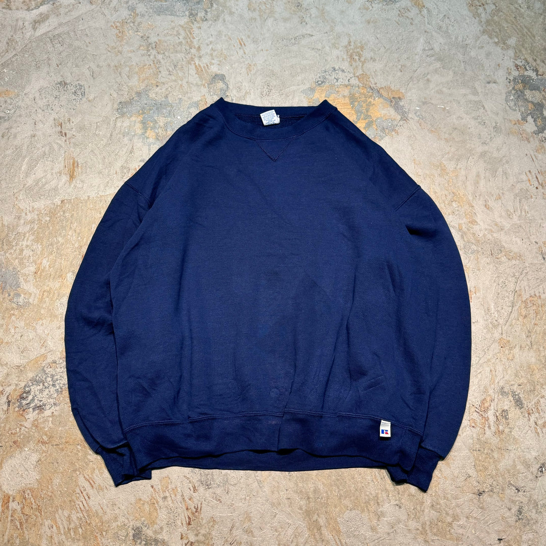 Used clothing Made in USA 80's~ RUSSELLATHLETIC/Russell Athletic/Crew neck blank wet/Plain/Size XL