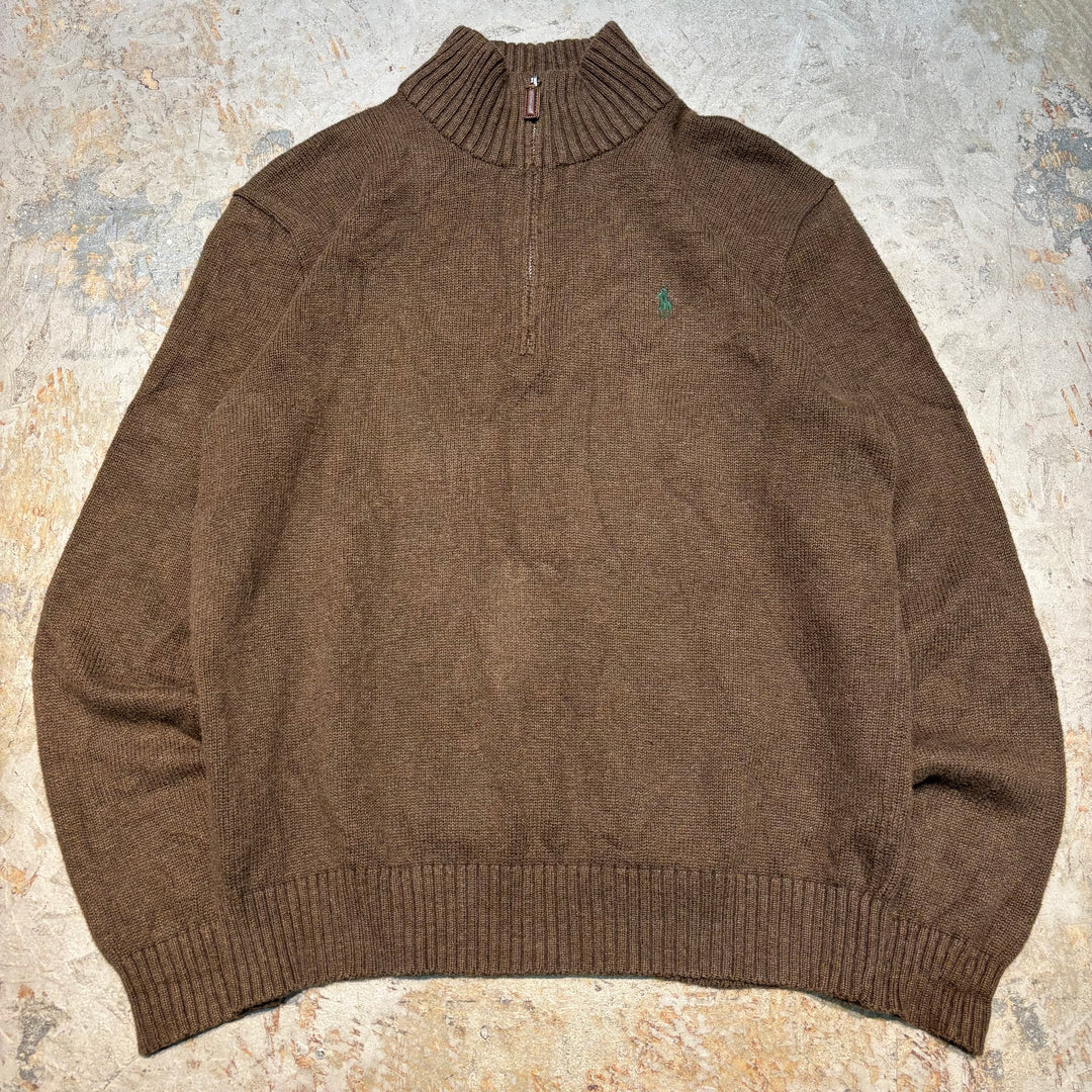 Used clothing 90's ~ POLO by Ralph Lauren/ Polo Ralph Lauren/ Half zip knit sweater/ Size M