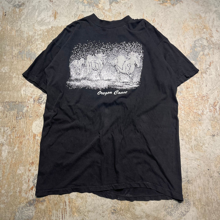 古着 90's オレゴン・コースト/馬/ヴィンテージ シングルステッチ アニマルプリントTシャツ/サイズxxxl