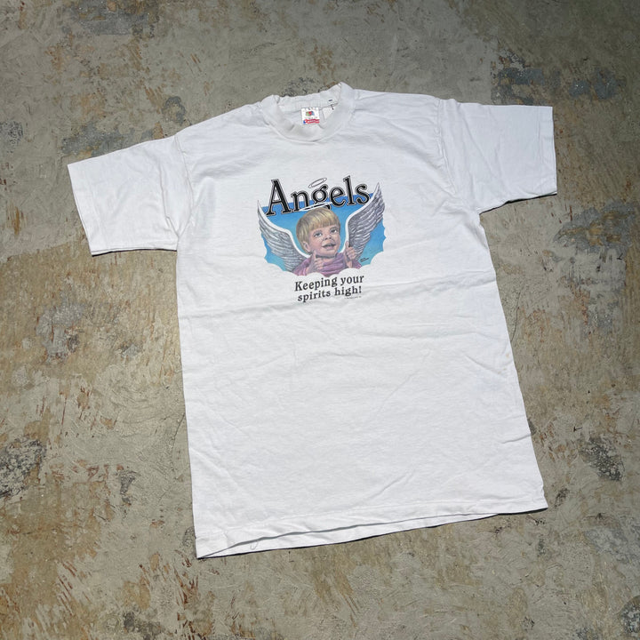 #4843 古着 90's FRUIT OF THE LOOM/気持ちを高めていきましょう!/翼を手に入れた/USA製/企業系/Tシャツ/ヴィンテージ/シングルステッチ/サイズL