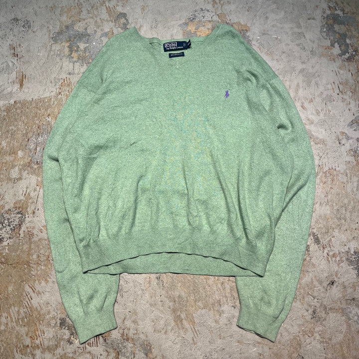 #3695古着/ラルフローレン/POLObyRalphLauren/コットンニット/Cottonknit/Vネック/サイズXXL