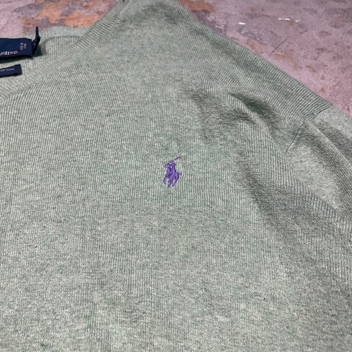 #3695古着/ラルフローレン/POLObyRalphLauren/コットンニット/Cottonknit/Vネック/サイズXXL