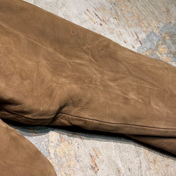 Used clothing 90's cabelas/Cabelas/ Genuine leather zip-up leather jacket/Half coat/Quilted lining/Cowhide/Size L