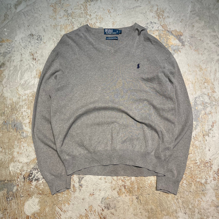 #3688古着/ラルフローレン/POLObyRalphLauren/コットンニット/Cottonknit/Vネック/サイズL