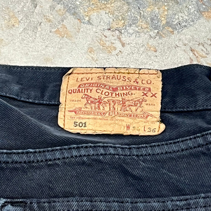 #4436 古着 Levi's/リーバイス/Black Denim Pants/ブラックデニムパンツ/501/サイズ34×36
