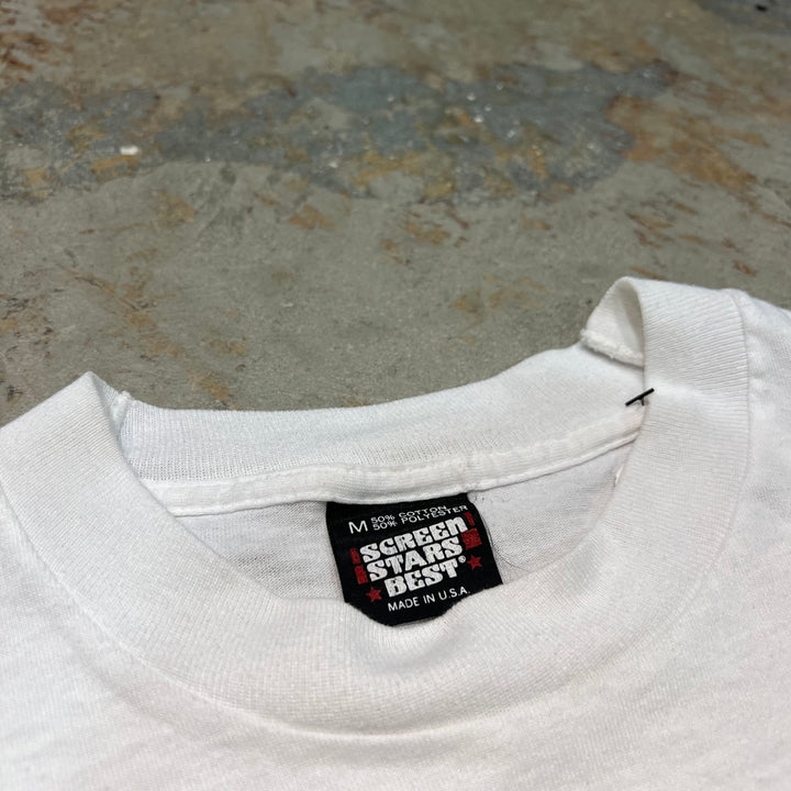 古着 90's スクリーンスターズ/アール・エイベルズ/テキサス州サンアントニオ/レストラン/ヴィンテージ シングルステッチ プリントTシャツ/サイズM