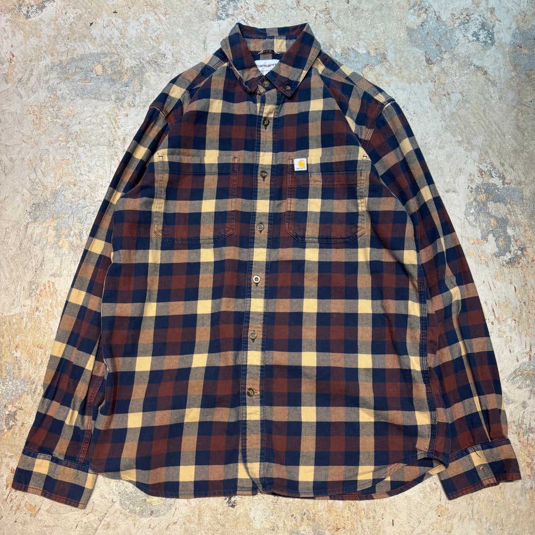 중고 의류 Carhartt/Carhartt/Button-Down 긴 슬리브 셔츠/점검 패턴/크기 m