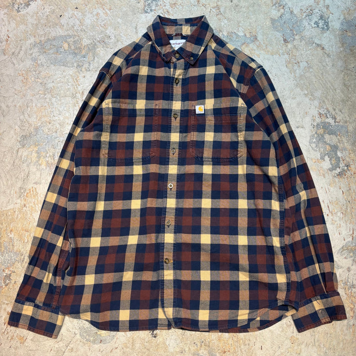 중고 의류 Carhartt/Carhartt/Button-Down 긴 슬리브 셔츠/점검 패턴/크기 m