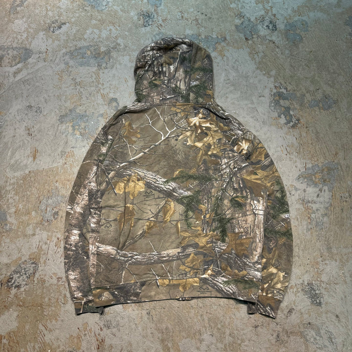 旧衣服BERNE OUTDOOR/真正的树木图案拉链连帽衫/尺寸M