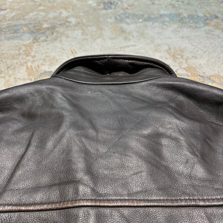 중고 의류 usavintage/zip-up 가죽 자켓/크기 XL