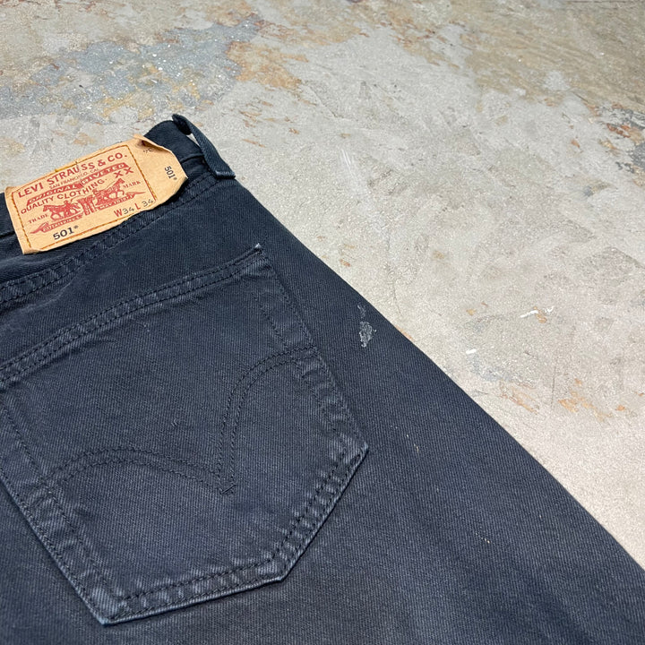 #4771 Used clothing LEVI'S/Levi's/501/Black denim pants/Black denim pants/Made in Pakistan/Dyed/Size 34 x 34