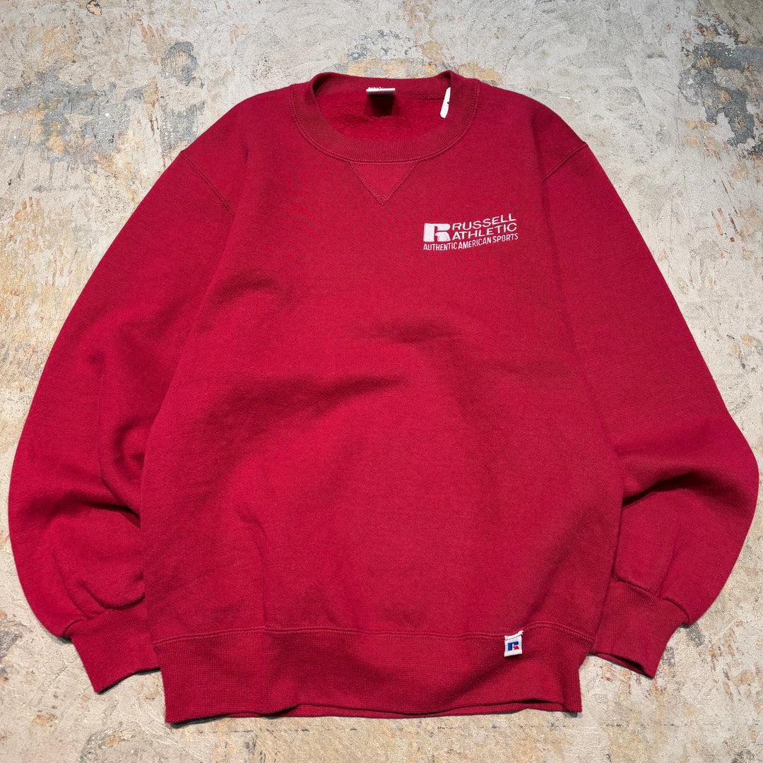 미국 80 년대에서 만든 중고 의류 ~ Russellathletic/Russell Athletic/One-Point 로고 승무원 넥 스웨트 셔츠/사이즈 S