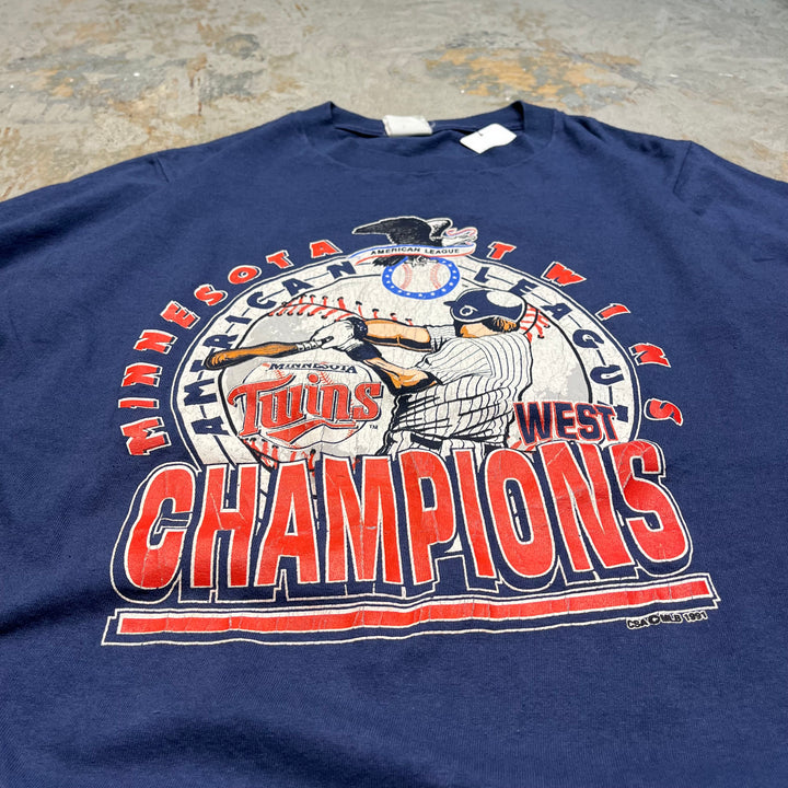 古着 USA製 ミネソタ・ツインズ/MLB/ヴィンテージ シングルステッチ プリントTシャツ / サイズXL