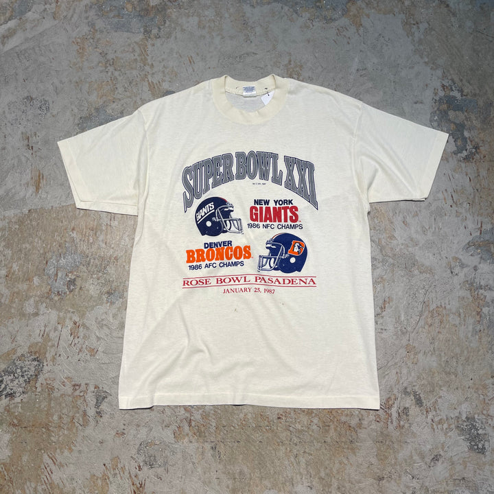 古着 87's NFL / 第21回スーパーボウル / ニューヨーク・ジャイアンツ VS デンバー・ブロンコス / 1987年1月25日開催 / NFLチャンピオンシップ / ヴィンテージ シングルステッチ プリントTシャツ / サイズXL