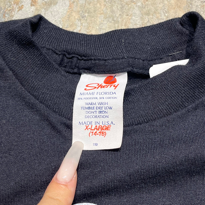 빈티지 80의 미키/디즈니/미시간/레이크 호프 턴/빈티지 싱글 스티치 프린트 티셔츠/크기 XL