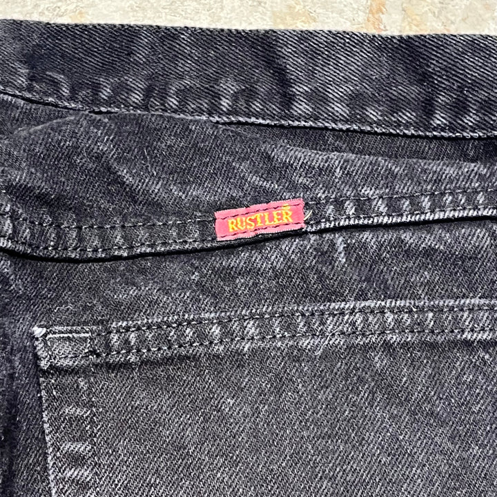 #4201 古着 RUSTLER/ラスラー/Black Denim Pants/ブラックデニムパンツ/ストレートパンツ/サイズ33×30