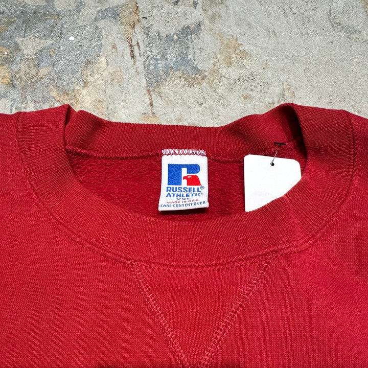 Used clothing Made in USA 80's~ RUSSELL ATHLETIC/ Russell Athletic/ Crew neck sweatshirt/ College logo/ Alabama/ Front V gusset/ Size XXL