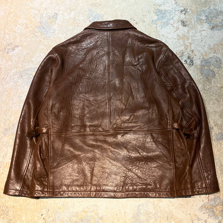 Used clothing ORVIS/ Genuine leather zip-up leather jacket/ Cowhide/Size L