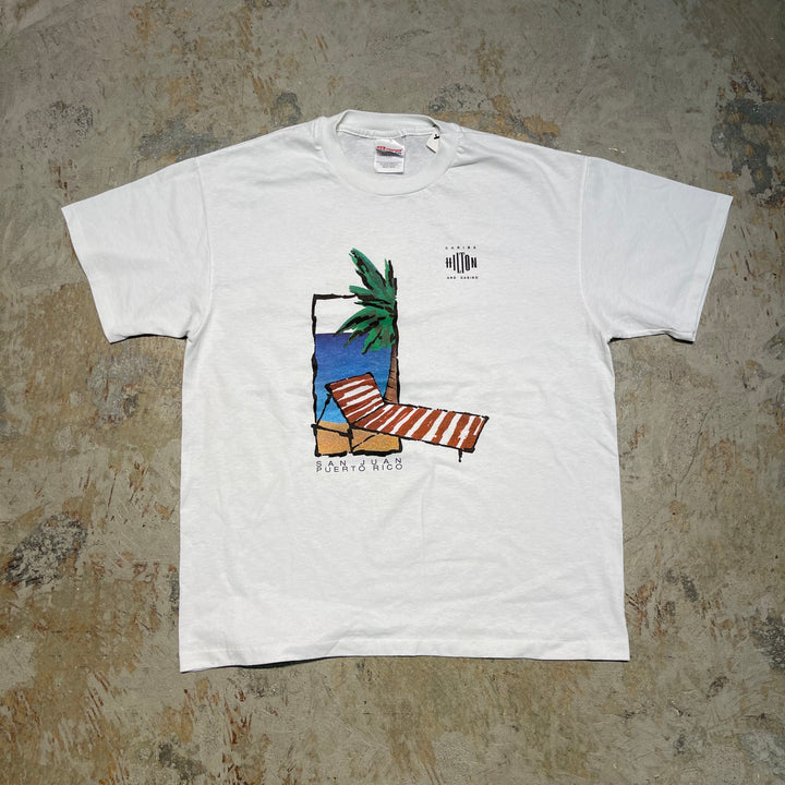 #4825 古着 90's Hanes/ヘインズ/プエルトリコ首都 サンジュアン/USA製/企業系/Tシャツ/ヴィンテージ/シングルステッチ/サイズL