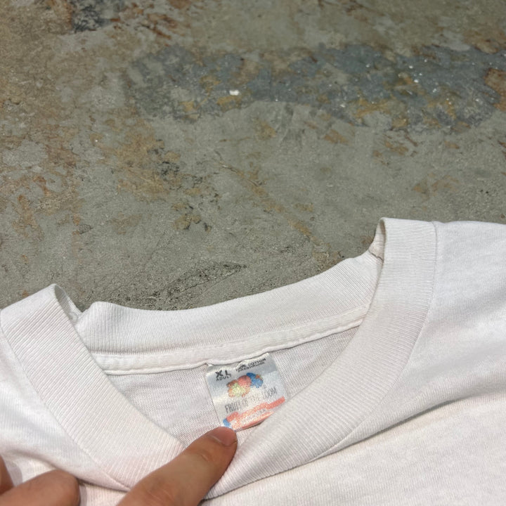 古着 USA製 90's フルーツオブザルーム/EAT MEXICAN/ツーソン アリゾナ州/ヴィンテージ シングルステッチ プリントTシャツ/サイズXL