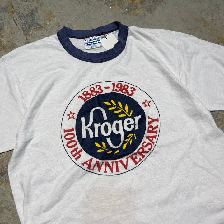 #4479 중고 의류 80 년대 ~ Hanes/Short Sleeve Ringer 티셔츠 티/짧은 슬리브 링거 티셔츠/미국/회사/크기 m.