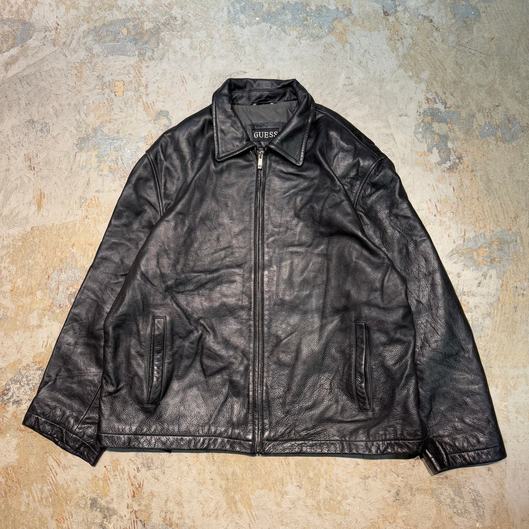 중고 의류 추측/ 전체 지퍼 가죽 자켓/ 크기 XXL