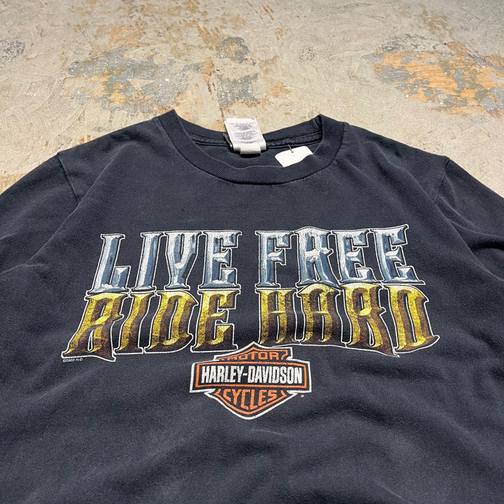 古着 Harley-Davidson/ハーレー ダビッドソン/LIVE FREE RIDE HARD/プリントTシャツ サイズS