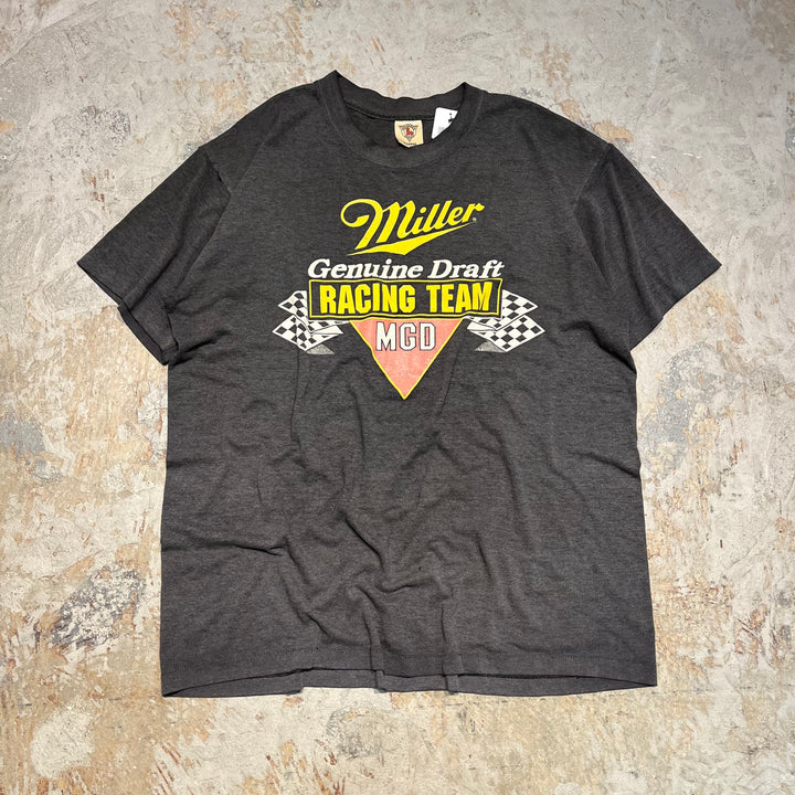 古着 USA製 miller/ジェニュイン ドラフト/レーシングチーム/ヴィンテージ シングルステッチ Tシャツ/サイズ2XL相当