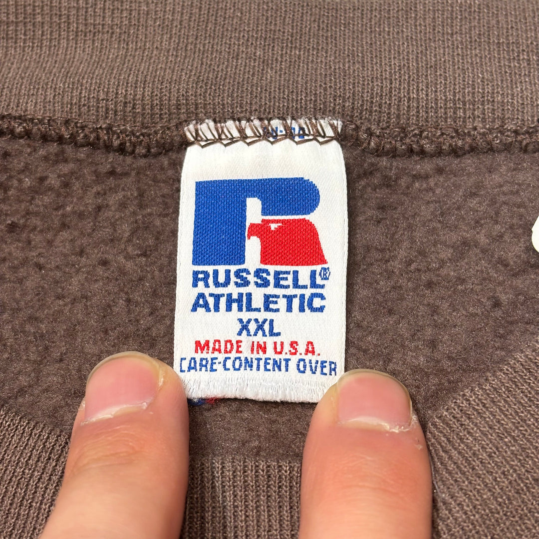 미국 80 년대에서 만든 중고 의류 ~ Russell Athletic/ Russell Athletic/ Blank Crew Neck Weketshirt/ Plain/ Front V Gusset/ Size XXL