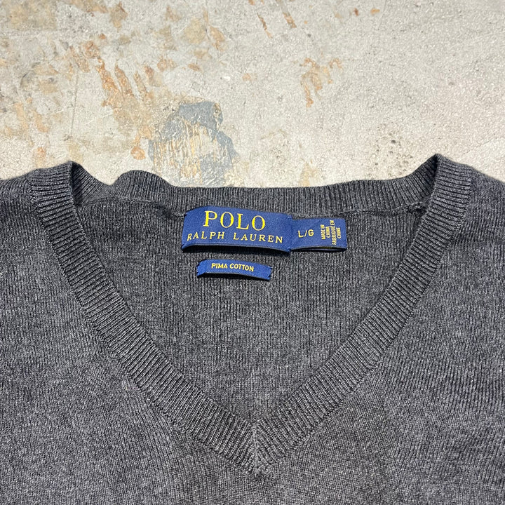 #3703古着/ラルフローレン/POLObyRalphLauren/コットンニット/Cottonknit/Vネック/サイズL