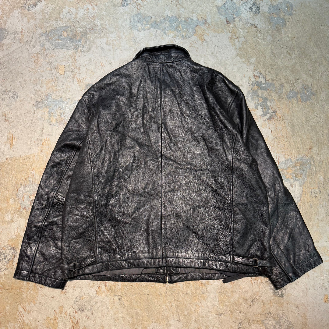 중고 의류 추측/ 전체 지퍼 가죽 자켓/ 크기 XXL